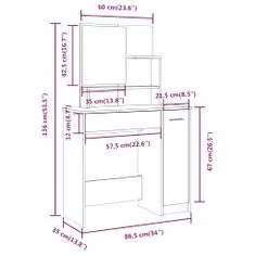 Vidaxl Sada toaletného stolíka sivý dub sonoma 86,5x35x136 cm