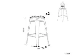 Beliani Sada 2 barových stoličiek 60 cm strieborná/zlatá CABRILLO