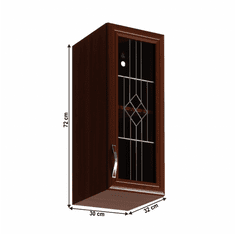 KONDELA Horná skrinka G30S so sklom, pravá, orech Milano, SICILIA