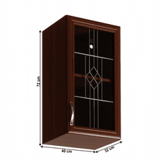 KONDELA Horná skrinka G40S so sklom, pravá, orech Milano, SICILIA