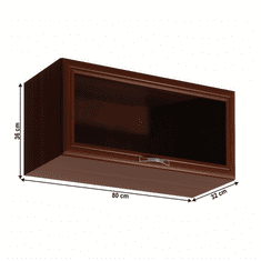 KONDELA Horná skrinka G80KS so sklom, orech Milano, SICILIA