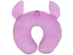 Disney Andzia a Stitch Disney cestovný vankúš croissant s ušami ružový , mäkký 32x32 cm