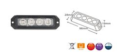 Výstražné svetlo 4xLED oranžové 12/24V -zábleskom