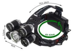 Trizand 16144 Čelovka LED ZOOM 5 x LED T6 CREE, čierna 15382