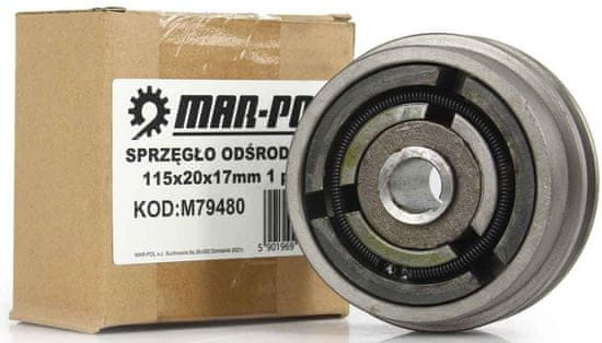 MAR-POL Odstredivá spojka pre motor, priemer 115 mm, hriadeľ 20 mm, 1 remenica, MAR-POL