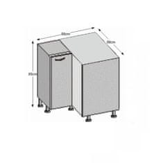 KONDELA Dolná rohová kuchynská skrinka Jura New B DN-88*88 - biela / wenge