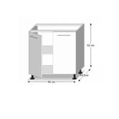 KONDELA Dolná kuchynská skrinka Line D80 - dub sonoma / biela