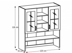 KONDELA Kuchynská vitrína (nadstavba) Royal K120 - biela / sosna nordická