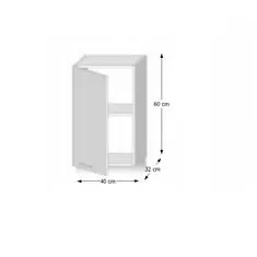 KONDELA Horná kuchynská skrinka Line White G40 - biely vysoký lesk / dub sonoma