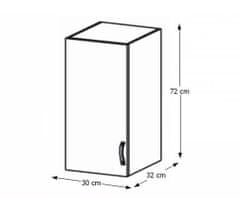 KONDELA Horná kuchynská skrinka Royal G30 P - biela / sosna nordická