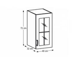 KONDELA Horná kuchynská skrinka Royal G40S P - biela / sosna nordická