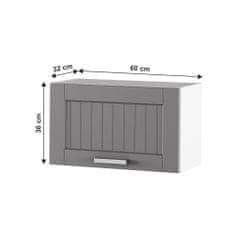 KONDELA Horná kuchynská skrinka Julia Typ 9 - tmavosivá / biela