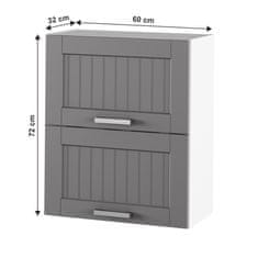 KONDELA Horná kuchynská skrinka Julia Typ 7 - tmavosivá / biela