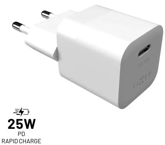 FIXED Sieťová nabíjačka Mini s USB-C výstupom a podporou PD, 25W FIXC25M-C-WH, biela