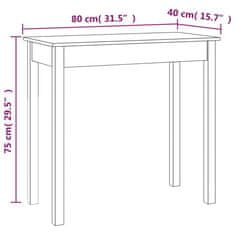 Vidaxl Konzolový stolík čierny 80x40x75 cm masívne borovicové drevo