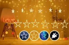 CoolCeny Vianočný LED svetelný záves – hviezdy - Biela