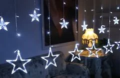 CoolCeny Vianočný LED svetelný záves – hviezdy - Biela