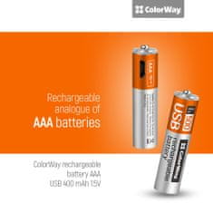 ColorWay Nabíjateľné batérie AAA micro USB 400mAh 1.5V - 2ks (CW-UBAAA-01)