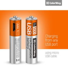 ColorWay Nabíjateľné batérie AAA micro USB 400mAh 1.5V - 2ks (CW-UBAAA-01)