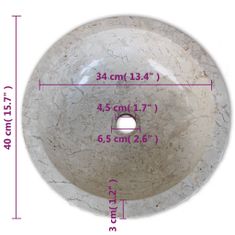 Petromila vidaXL Umývadlo, mramor 40 cm, krémové