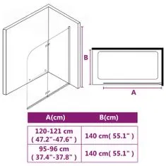 Vidaxl Skladací sprchový kút 2 panely 120x140 cm ESG