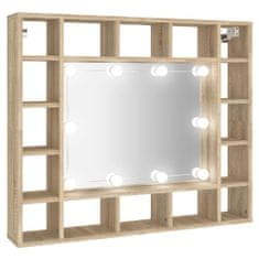 Petromila vidaXL Kúpeľňová zrkadlová skrinka s LED dub sonoma 91x15x76,5 cm