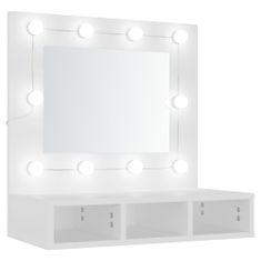 Vidaxl Zrkadlová skrinka s LED biela 60x31,5x62 cm