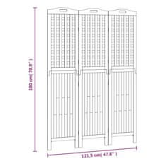 Petromila vidaXL 3-panelový paraván 121,5x2x180 cm akáciové masívne drevo