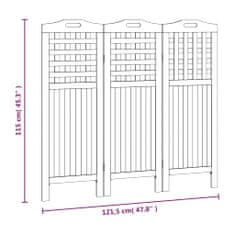 Petromila vidaXL 3-panelový paraván 121,5x2x115 cm akáciové masívne drevo