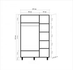 Hanah Home Šatníková skriňa Kikos II 135 cm dub sonoma/tmavo hnedá