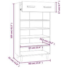 Vidaxl Botník dymový dub 60x35x105 cm spracované drevo