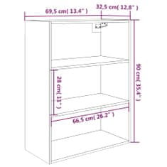 Vidaxl Závesná nástenná skrinka biela 69,5x32,5x90 cm