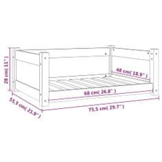 Vidaxl Psia posteľ 75,5x55,5x28 cm borovicový masív