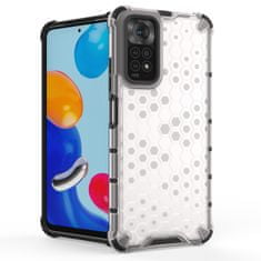 IZMAEL Honeycomb pancierové puzdro so silikónovým rámom pre Xiaomi Redmi Note 11S/Redmi Note 11 - Čierna KP18583