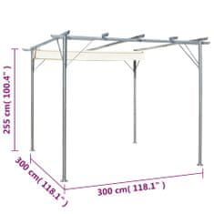 Petromila vidaXL Pergola so zaťahovacou strechou krémovo-biela 3x3 m oceľová