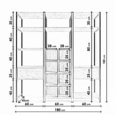 Hanah Home Otvorená šatníková skriňa Gardirop IV 180 cm dub