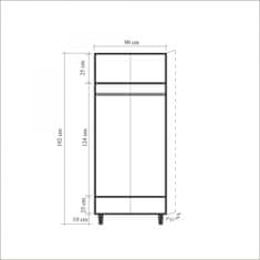 Hanah Home Šatníková skriňa Kikos III 90 cm dub sonoma/zelená