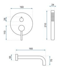 REA Lungo, podomietková vaňová súprava + box P6300 - komplet sada, zlatá, REA-P4563