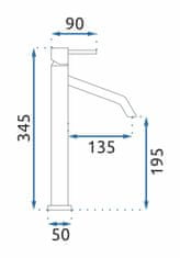 REA Level, vysoká umývadlová batéria h-345, čierna matná, REA-B2047