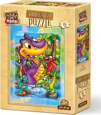 Art puzzle Drevené puzzle Dinosaury na rybách 16 dielikov