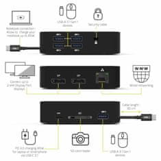 Port Designs PORT CONNECT USB-C Dokovacia stanica 10v1, 2x4K Display Port, 5x USB-A, USB-C 85W PD, Ethernet, SD