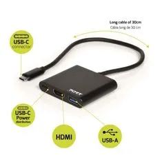 Port Designs PORT CONNECT USB-C HUB, HDMI 1X 4K + USB-A + USB-C, čierny