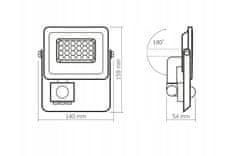 VIDEX LED reflektor PIR - 20W - 1800 lm - so senzorom pohybu