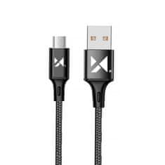 shumee Silný opletený kábel USB microUSB 2.4A 1m čierny