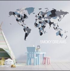 EWA ECO-WOOD-ART Svetová drevená mapa veľkosť M Smoky Dreams