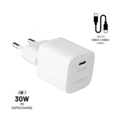 FIXED Nabíjačka do siete Mini 1xUSB-C PD 30W + USB-C kabel 1m - bílá