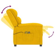 Vidaxl Elektrické masážne kreslo žlté zamat