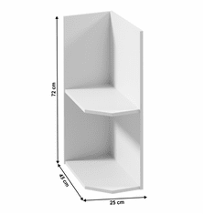 KONDELA Spodná rohová skrinka, biela, ľavá, ROYAL D25PZ
