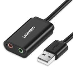 shumee Externá zvuková karta hudobný adaptér USB - 3,5mm mini jack kábel 15cm čierny