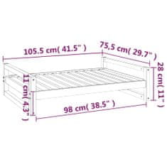 Vidaxl Psia posteľ 105,5x75,5x28 cm borovicový masív